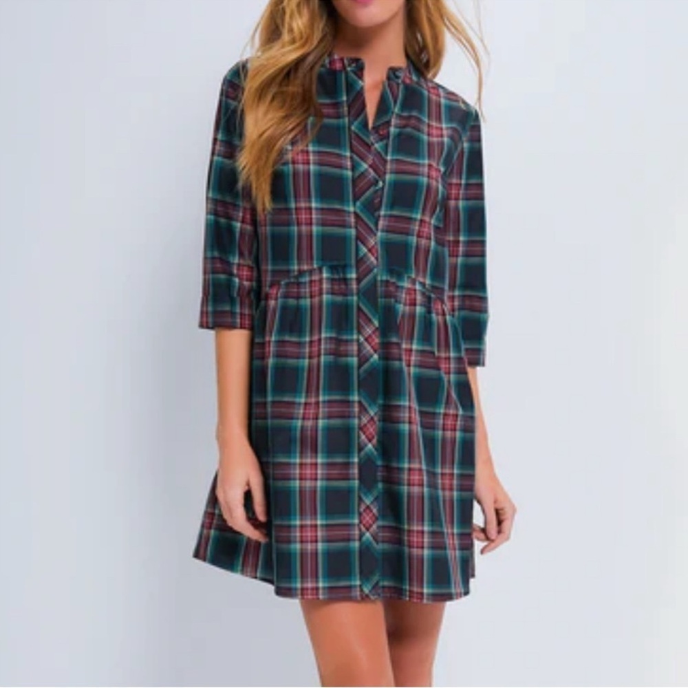 Tuckernuck Festive Plaid Tartan Royal Shirt Dress XS Holiday Mini NWT - Picture 10 of 12